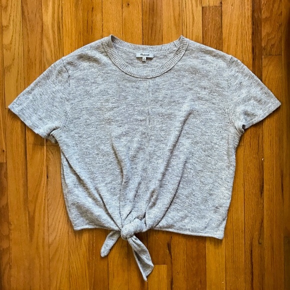 Madewell Knot-Front Sweater Tee in Marled Slate XL - Picture 3 of 9